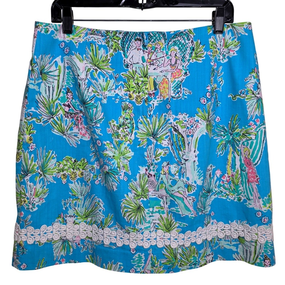 Lilly Pulitzer Originals RARE Jungle Glam Mini Skirt Women 10 Blue Vintage EUC - Picture 5 of 10